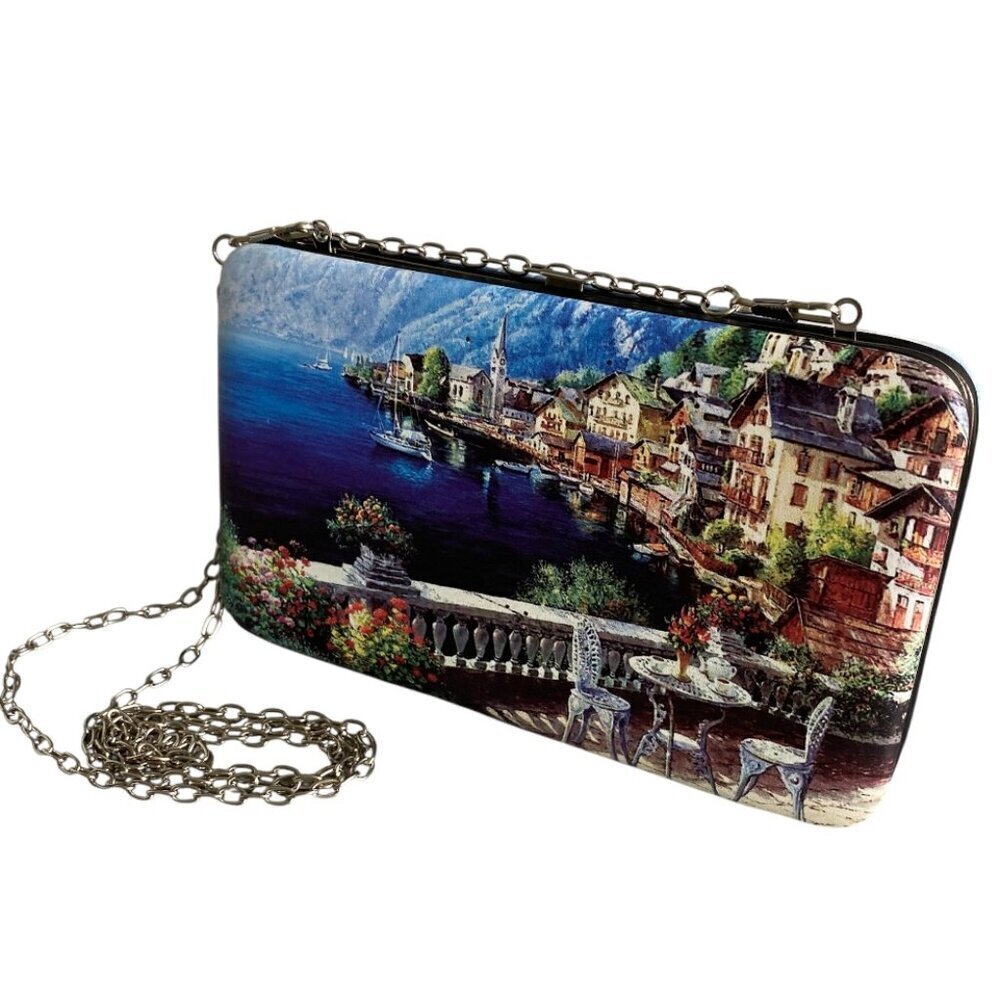 Mediterranean Sea Slim Chain Clutch Shoulder Wallet Bag​​​​​